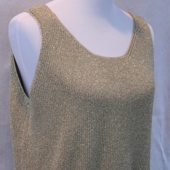 Christine Phillipe Tops - Christine Phillipe Gold Glitter Rayon Blouse SZ L